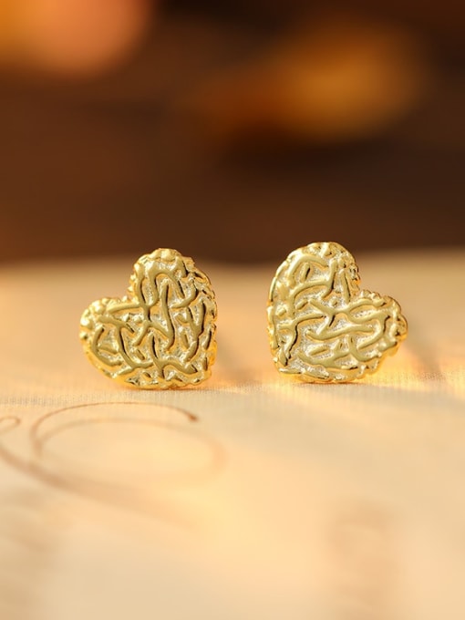 ES2626 [Gold Heart] 925 Sterling Silver Geometric Minimalist Stud Earring